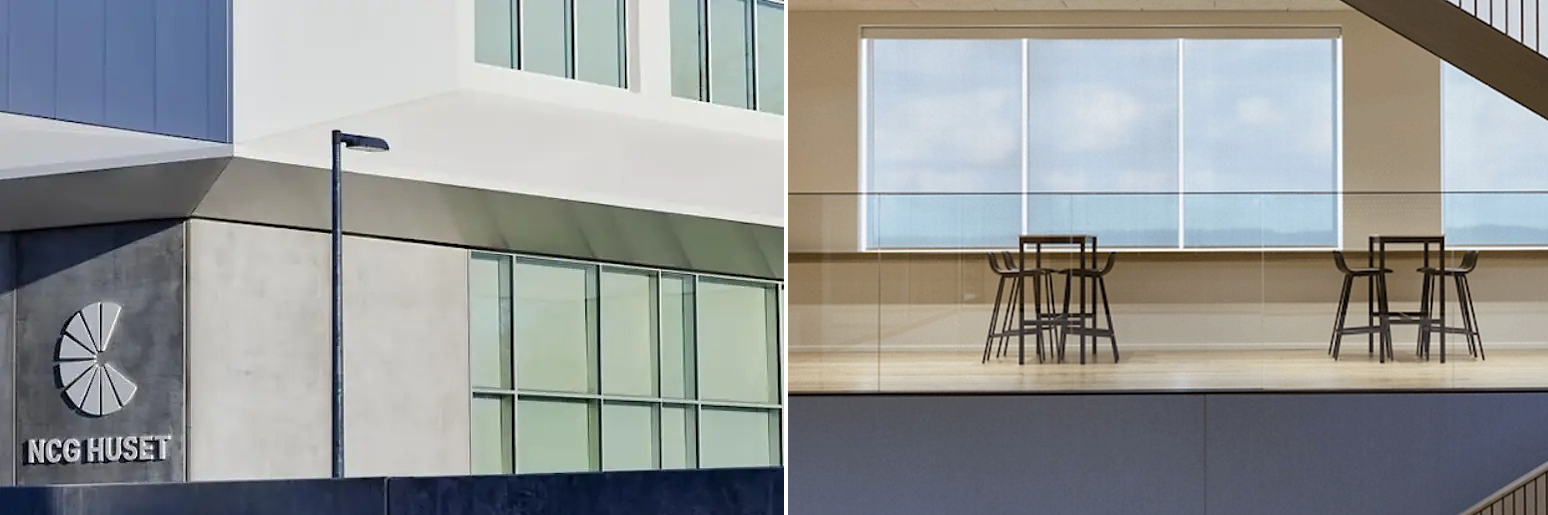 Kvadrat rullegardiner til NCG Huset